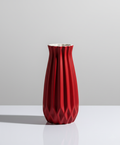 Crimson Sculpted Ceramic Vase – Modern Textured Decor